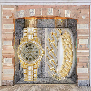 Montre mécanique de luxe bicolore avec cristaux de quartz, cadran carré, style maillons or et argent, résistance à l'eau 10 bars - Product Image 2