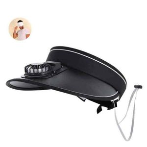 Sombrero de ala ancha personalizado con logo para exteriores, sin parte superior, con ventilador USB recargable, protección solar y visera refrescante. - Product Image 3