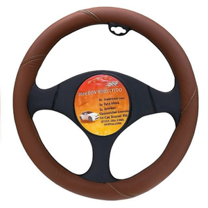Housse de volant aspect cuir marron, ajustement universel pour voitures et camions - Product Image 2