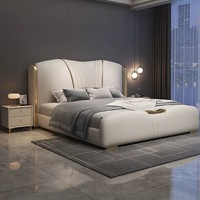 Meubles de chambre à coucher de luxe modernes, lits rembourrés doux, lit king size, ensemble de cadre de lit double, lit de mariage doux avec tiroirs, dernières conceptions