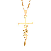 Collier pendentif croix hip-hop tendance en acier inoxydable, accessoires religieux anglais personnalisés, vente chaude