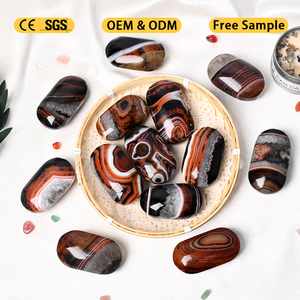 Pierre de palmier en sardonyx polie à la main, pierre précieuse naturelle en cristal, pierre de palmier sculptée en forme de cœur pour la guérison - Product Image 3