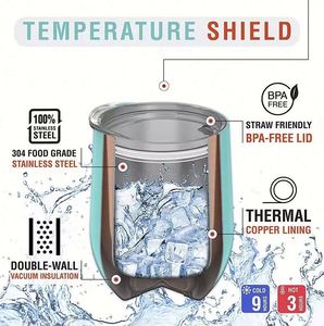 Design Custom Logo 12oz 350ml Eco-Friendly Powder Coated 304 Stainless Steel Double-Walled Travel Wine Tumbler Egg-Shaped - Product Image 3