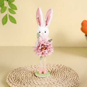 <b>Easter</b> Bunny Figurine Spring Table Decor Handmade Rabbit Doll Farmhouse Home Decoration Holiday Gift Indoor Display - Product Image 4