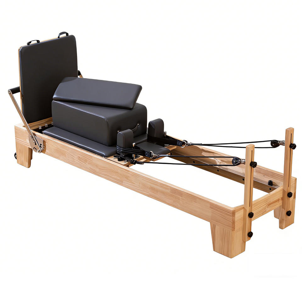 Pilates Performance Machine Pilates Reformer Machine Wooden Frame Adjustable Resistance Padded ...