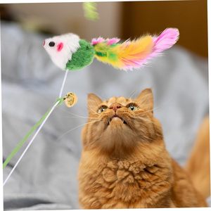Random Color Funny Kitten Cat Interactive Toy <b>Rod</b> Bell Feather Cats Teaser Toy <b>Rod</b> Pet Cats Toys Stick - Product Image 6