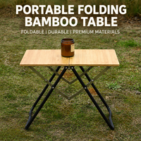 Table pliante en bambou avec plateau en alliage d'aluminium léger, ouverture rapide, bureau portable pour camping en plein air, camping sauvage, utilisation en stand de rue