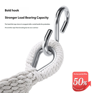 Hamaca Doble Antivuelco para Exteriores <span class=keywords><strong>con</strong></span> Postes <span class=keywords><strong>de</strong></span> <span class=keywords><strong>Madera</strong></span> Curvados, Diseño Colorblock, Capacidad para 2 Personas, Capacidad <span class=keywords><strong>de</strong></span> Peso <span class=keywords><strong>de</strong></span> 200 kg, Uso en Todas las Estaciones - Product Image 4