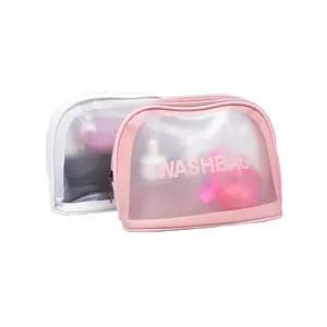 Hot selling Mini PVC zipper toiletry bag white black pink portable cosmetic plastic wash pouch used for women makeup
