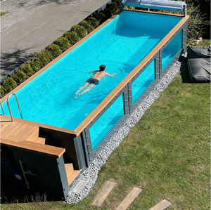 Piscine hors sol rectangulaire de luxe, prête à l'emploi, en fibre de verre, pour la famille et les enfants, avec cadre - Product Image 2
