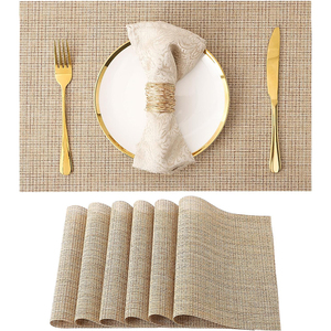 Napperons de table de cuisine ronds à carreaux en coton et bambou Tapis de noël en silicone pour bébé Attrape-nourriture Matériel de papier polyester de mariage - Product Image 3