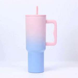 Gobelet isotherme en acier inoxydable de 40 oz avec poignée, couvercle et paille – Maintien au chaud de 6 à 12 heures – Design moderne pour le camping - Product Image 6