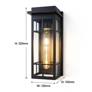 Lámpara de Pared Exterior Moderna, de Aluminio Negro, Forma Cilíndrica, Difusor de Vidrio Templado, Luz Cálida de 3000K, para Jardín - Product Image 3