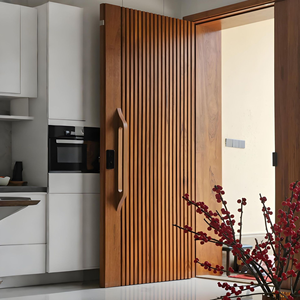 Porta d'Ingresso Esterna Antifurto in Legno Massello Postmoderna per Villa con Apertura Laterale a <span class=keywords><strong>Doppia</strong></span> <span class=keywords><strong>Anta</strong></span> in Teak, Rovere Bianco, Ipe - Product Image 4