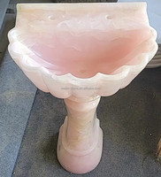 Lavabos de salle de bains en onyx rose suspendus en forme de coquille de marbre de pierre naturelle de petite taille