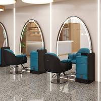 Ensemble de mobilier de salon de luxe, station de miroir LED, console de coiffure avec tiroirs, unité de style spéciale pour salon de barbier