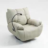 Gepolsterter Kratzfester Leder-Einzelsessel mit Telefonhalter Couch-Möbel Manuell Drehbar und Schaukelnd Üppig Gepolstertes Bettsofa