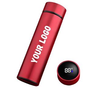 500ml Black Double Wall Insulation Stainless Steel Smart Thermos Fahrenheit Water <b>Bottle</b> with Digital Temperature Display - Product Image 1