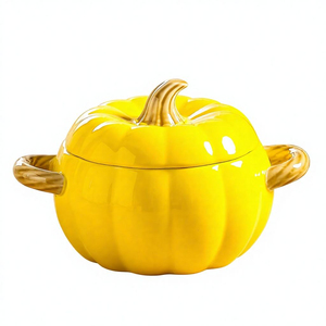 Pot à soupe en céramique moderne et créatif, design élégant, grand bol à nouilles en forme d'escargot, pot à soupe en forme de citrouille à double anse, couvercle au design créatif - Product Image 4