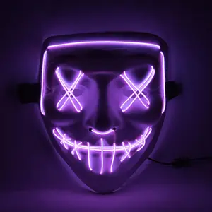 Festa di Halloween maschera a LED smorfia fluorescente a forma di V spaventosa atmosfera oggetti di scena full face maschile decorazione del partito