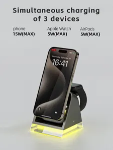 मैकसैफ आईफोन 14 13 प्रो मैक्स एयरपॉड्स ऐप्पल वॉच 15W के लिए 3 इन 1 मैग्नेटिक फोल्डेबल वायरलेस पोर्टेबल चार्जर