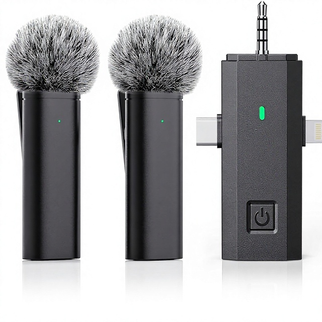 Portable Mini Lavalier Lapel Mic 2.4G Ultra-Low Delay Wireless Microphone for Camera Vlog Interview Outdoor Record
