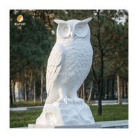 Vente chaude Décoration de jardin d'extérieur Statues de hiboux en pierre de marbre blanc Sculpture