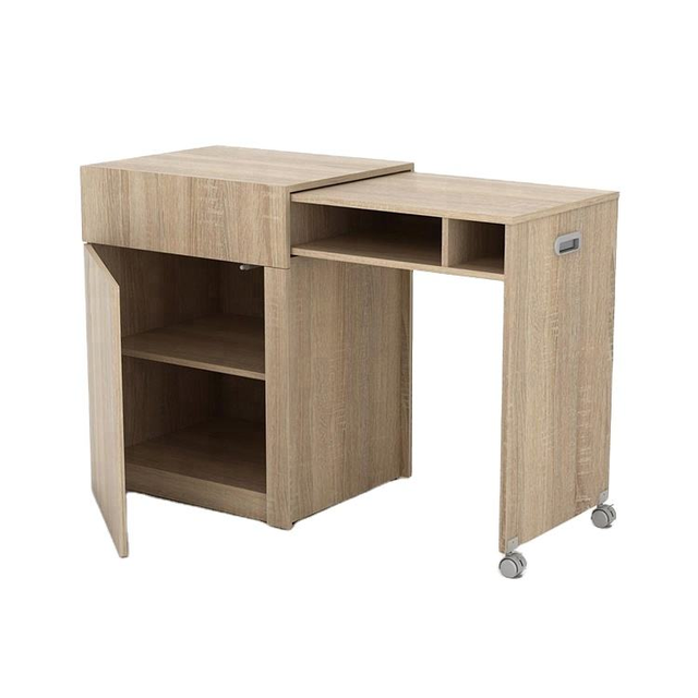 Space-Saving Modern Retractable Foldable Tablet Table Wooden Surface Shelves MDF Rolling Workstation Perfect Home Offices