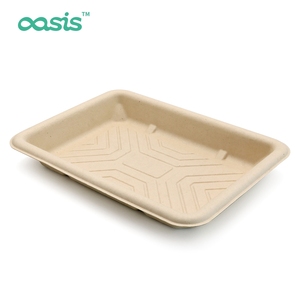 Bandeja De Carne De Polpa De Cana De Açúcar De Bambu Descartável Ecológica Personalizada para Supermercado Embalagem De Carne Fresca Bandeja De Alimentos Degradáveis - Product Image 4