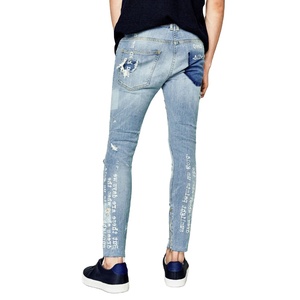 <b>Men's</b> Manufacture in Bulk Quantity Customized Design Light Blue <b>Ripped</b> Skinny <b>Jeans</b> Denim Pants From Bangladesh - Product Image 3