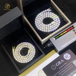 925 Bạc Moissanite Vòng Đeo Tay Iced out VVS Moissanite 3Mm 4Mm Tennis Vòng Đeo Tay Mùa Xuân Clasp Phòng Thí Nghiệm Kim Cương Tennis Chuỗi Vòng Cổ