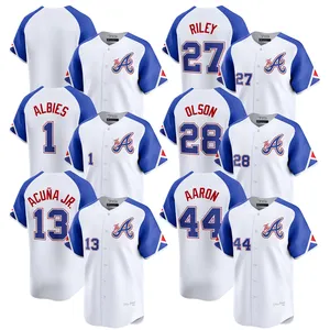 2024 Hommes Atlanta Braves City Connect Limited Maillot personnalisé Chemises de baseball blanches 13 Acuna Jr. Albies Bummer Aaron
