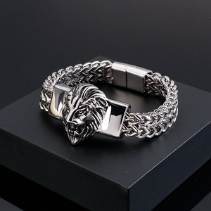 Nuevo Brazalete de Cadena y Eslabones de Acero Inoxidable para Hombre, Diseño Retro de León, Estilo Punk, Joyería de Mano Sencilla y con Personalidad - Product Image 3