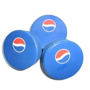 blue rubber ice hockey puck with logo printing