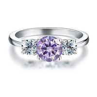 9 bagues minimalistes en argent sterling 925 plaqué platine, 3 pierres, luxe, coupe ronde, 3CT VVS1 GRA, moissanite colorée, bijoux pour femmes