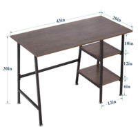 Table d'ordinateur de bureau marron rustique moderne avec compartiments de rangement et de construction robustes et à la mode adaptés à la salle d'étude
