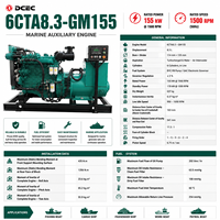 Moteur de générateur diesel marin 6 cylindres DCEC 6CTA8.3-GM8.3L 115-155 kW 6CTA8.3-GM115 6CTA8.3-GM155 pour bateau avec certification CCS