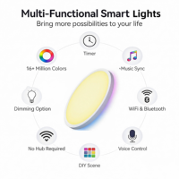 Plafonnier intelligent RGBCW 1800LM Tuya Wifi pour Alexa Google App Control, plafonnier LED à intensité variable pour la maison