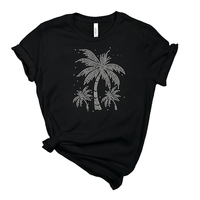 Transfert thermocollant personnalisé en gros pour vêtements et t-shirts, motif cocotier estival avec strass