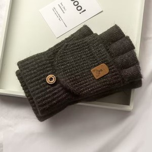 Guantes de Lana Tejida con Diseño de Asta de Ciervo, Medios Dedos, Elásticos, Cálidos, con Pantalla Táctil, para Hombre, Otoño Invierno - Product Image 2
