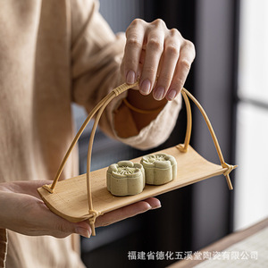 ชั้นวางขนมสไตล์เซนแบบจีน จานขนมทำมือจากไม้ไผ่ เหมาะสำหรับใช้ในบ้านในห้องนั่งเล่น สำหรับใส่ขนมและของว่าง - Product Image 3