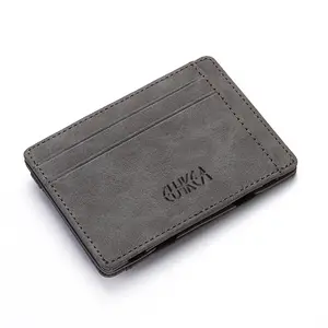 Cartera con tapa de logotipo personalizado para hombre, billetera mágica creativa de PU, tarjetero, monedero corto, novedad de 2022