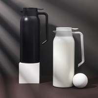 Termo de Acero Inoxidable de 1.5L, Doble Pared Aislada, para Café y Agua, Mantiene Bebidas Calientes o Frías, Blanco y Negro, 1.5L