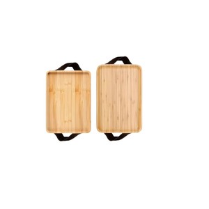 Plateau de service rectangulaire en bambou avec poignée, idéal pour le thé, le barbecue, les pique-niques en extérieur et le rangement alimentaire, fabriqué au Shandong - Product Image 5