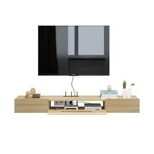 chimenea de 65 pulgadas soporte de tv Suppliers-Soporte de TV flotante pequeño de estilo nórdico, armario de TV montado en la pared para dormitorio
