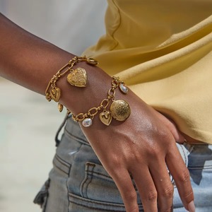 Trendy Sweet Romantic Pearl Accented Charm <b>Bracelet</b> Stainless Steel Photo <b>Locket</b> Angel Love Heart OT Clasp Fashion Jewelry - Product Image 6