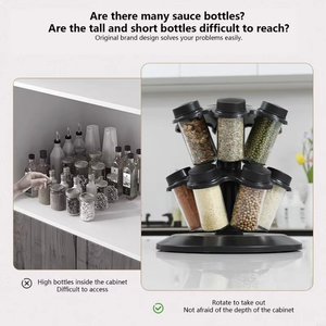 <b>Rotating</b> ABS+PP Eco-Friendly Plastic 12-Jar Leak Proof Food Grade Seasoning <b>Rack</b> & Storage Holder for Kitchen Pepper Shaker - Product Image 5