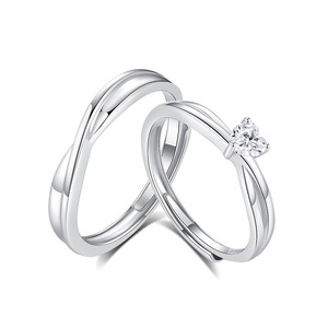 Gioielli Raffinati, Anello per Coppia <span class=keywords><strong>in</strong></span> Argento 925 con Zirconia Cubica, Anelli Regolabili per Matrimonio, Regalo per Donne - Product Image 5