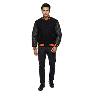 Nueva Llegada FINER THREADS Chaqueta Varsity Personalizada Transpirable de Invierno para Hombre, Cuerpo de Lana, Mangas de Cuero Genuino, Estilo Universitario - Product Image 1