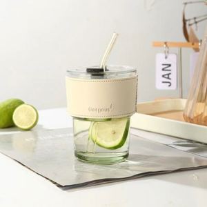 Lunaire Custom Promotion Gift Stainless Steel <b>Ceramic</b> Coffee Glass <b>Mug</b> <b>Lid</b> Straw 12 oz Transparent Reusable Eco-Friendly Gravure - Product Image 2